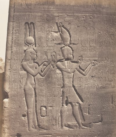 Dendérah Tentyris, Tempel van Athôr - Achterzijde - Cleopatra en ... door Félix Teynard