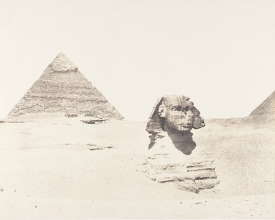 Djizeh Necropolis van Memphis, Sfinx en Piramides, 1851-52, gedrukt 1853-54 door Félix Teynard