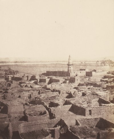 Edfou, algemeen uitzicht op de stad vanaf het centrale platform van de Py..., 1851-52, gedrukt 1853-54 door Félix Teynard
