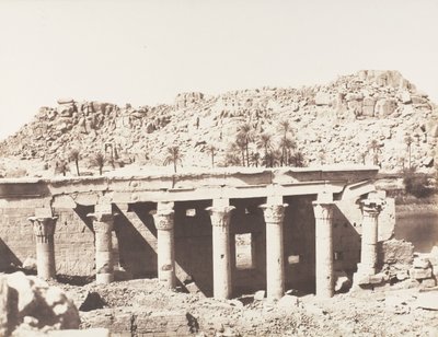 Ile de Fileh Philæ, Colonnade Occidentale - Ruïnes gezien vanaf punt L, 1851-52, gedrukt 1853-54 door Félix Teynard