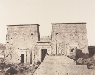 Ile de Fileh Philæ, Premier Pylône - Vue Prise de la Plate-Forme, 1851-52, gedrukt 1853-54 door Félix Teynard