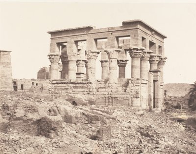 Ile de Fileh Philæ, gebouw van het oosten - Laterale zijde gezien vanaf punt D, 1851-52, gedrukt 1853-54 door Félix Teynard