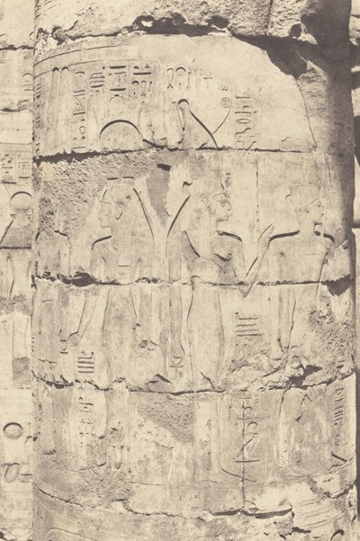 Karnak (Thebe), Paleis--Hypostyle Zaal--Centrale Colonnade--Decoratie van een Schacht door Félix Teynard