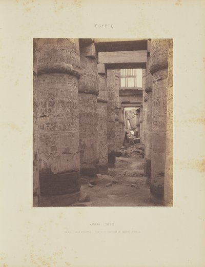 Karnak (Thebe). Paleis - Hypostyle Hall - Dwarsaanzicht vanaf punt K door Félix Teynard