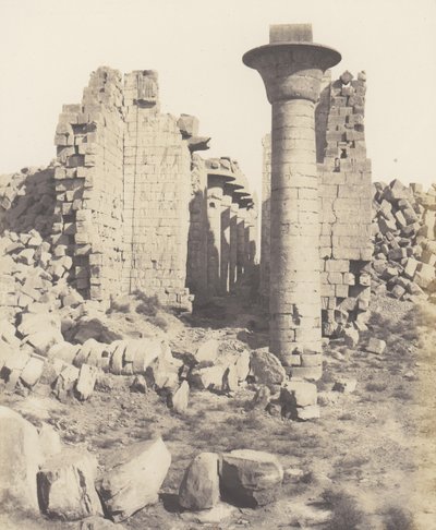 Karnak Thebe, Hof van het Paleis - Gezicht vanaf Punt I, 1851-52, gedrukt 1853-54 door Félix Teynard