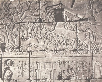 Karnak Thebe, Omheining van het Paleis - Details van Beelden bij Punt O, 1851-52, gedrukt 1853-54 door Félix Teynard