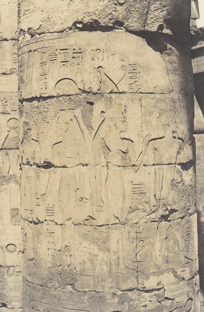 Karnak Thebe, Paleis - Hypostyle Zaal - Centrale Colonnade - Decor door Félix Teynard