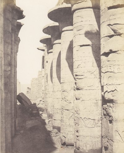 Karnak Thebe, Paleis - Hypostyle Zaal - Centrale Colonnade, 1851-52, gedrukt 1853-54 door Félix Teynard