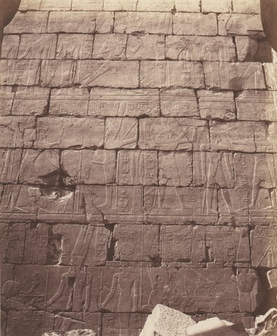 Karnak Thebe, Paleis - Hypostyle Zaal - Decoratie van de Muur, 1851-52, gedrukt 1853-54 door Félix Teynard
