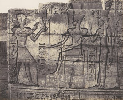Karnak Thebes, gebouw in ruïnes - Sculpturen van de binnenmuur..., 1851-52, gedrukt 1853-54 door Félix Teynard