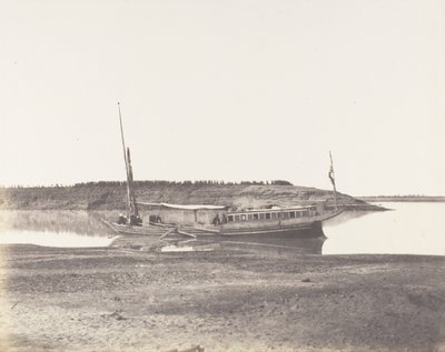 Louksor, Kleine Arm van de Nijl - Reizigersboot door Félix Teynard