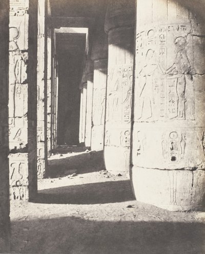 Médinet-Abou Thebe, latere constructies - Tweede hof - Ga..., 1851-52, gedrukt 1853-54 door Félix Teynard
