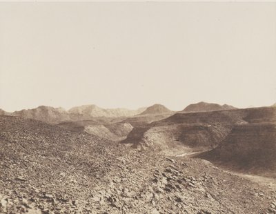 Nubië, Omgeving van Ibrim, Arabische keten - Uitzicht op een ravijn, 1851-52 door Félix Teynard