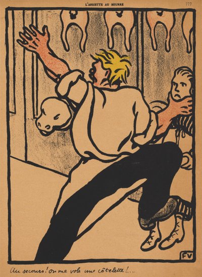 Misdrijven en Straffen XX, 777: Help! Mijn kotelet wordt gestolen! door Félix Vallotton