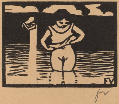 Meisje dat haar hemd optilt door Félix Vallotton