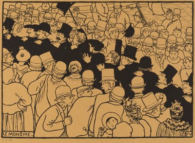 Le Monôme paradeert door de straten in een enkele rij, 1893 door Félix Vallotton