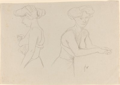 Twee Studies van een Vrouw die Zich Kleedt door Félix Vallotton