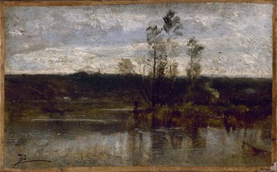 Rivieroever, tussen 1850 en 1860 door Félix Ziem
