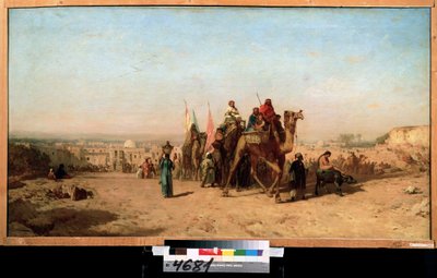 Karavaan. Schilderij van Felix Francois Ziem (1821-1911) door Félix Ziem