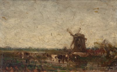Holland, de molen, ca. 1853 door Félix Ziem