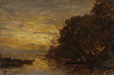 De Seine bij Billancourt, zonsondergang, 2e helft van de 19e eeuw door Félix Ziem