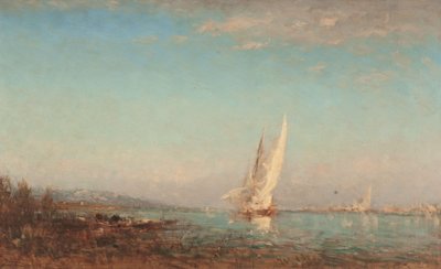 Martigues, het witte zeil, tussen 1890 en 1895 door Félix Ziem