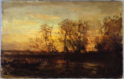 Zonsondergang, tussen 1850 en 1860 door Félix Ziem