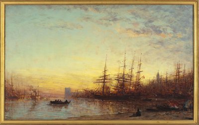 De haven van Marseille bij zonsondergang, tussen 1890 en 1895 door Félix Ziem