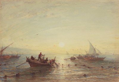 Tonijnvissen bij zonsopgang voor de kust bij Marseille door Félix Ziem