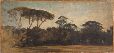 Parasolpijnbomen bij Napels, ca. 1847 door Félix Ziem