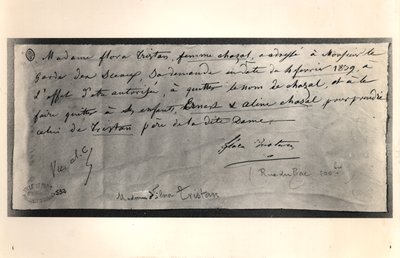 Gesigneerde brief van Flora Tristan (1803-44) aan de Franse minister van Justitie, met het verzoek om een echtscheiding, 4 februari 1839 door Flora Tristan