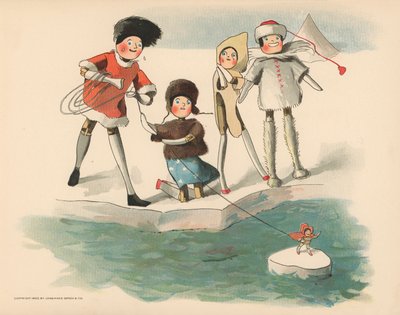 Illustratie voor De Golliwoggs Poolavonturen door Florence K. Upton
