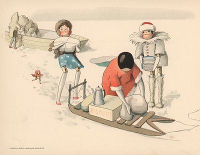 Illustratie voor De Golliwoggs Poolavonturen door Florence K. Upton
