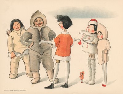 Illustratie voor De Golliwoggs Poolavonturen door Florence K. Upton
