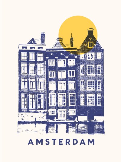 Amsterdam - 3 gebouwen en zon, 2020 door Florent Bodart
