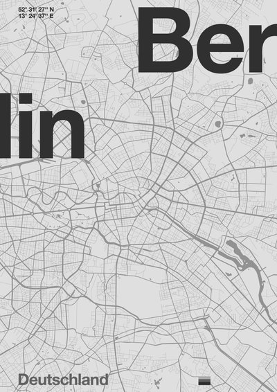 Berlijn minimalistische kaart door Florent Bodart