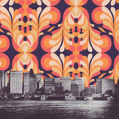 Kleurrijke lucht boven New York door Florent Bodart