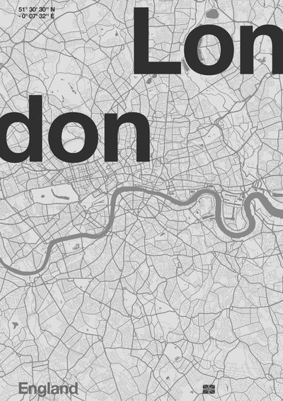 Londen Minimalistische Kaart door Florent Bodart