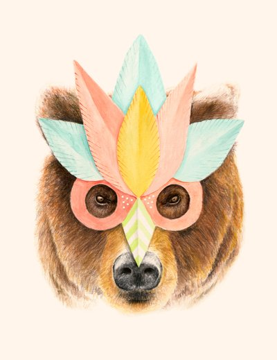 De beer met het papieren masker door Florent Bodart
