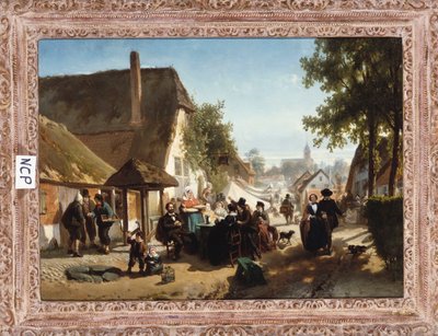 Lunch in de herberg, 1886 door Florent Nicolas Crabeels
