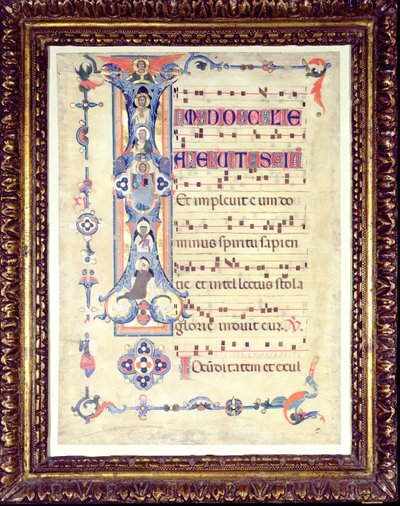 Graduale, met gehistorieerde initiaal I die Sint Jan de Evangelist afbeeldt, ca. 1315 door Florentine School