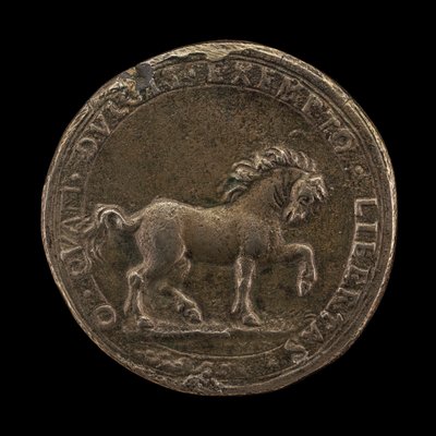 Paard dat de aarde schraapt, ca. 1545 (gegoten niet-zilver) (achterkant van 6240388) door Florentine School
