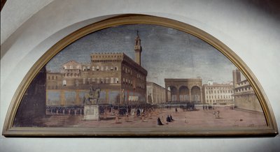 Lunet met uitzicht op Piazza della Signoria, Florence door Florentine School