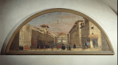 Lunet met uitzicht op Via de Servi, Florence door Florentine School