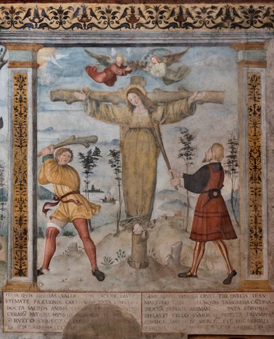 Detail van de Kruisiging van St. Julia door Floriano (and workshop) Ferramola
