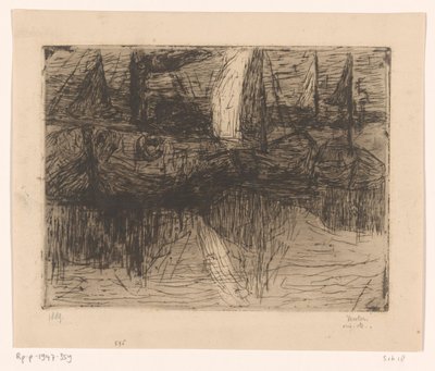 Schepen in haven door Floris Verster