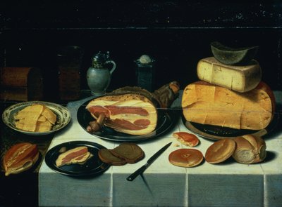 Stilleven met een ham door Floris Gerritsz van Schooten