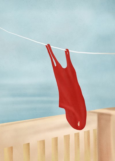 Rood zwempak op het balkon door Flow Line