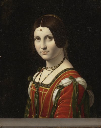 Portret van een onbekende vrouw, genaamd La Belle Ferronnière, voor 1750 door Follower Leonardo Da Vinci