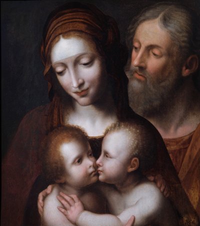 De Heilige Familie met de jonge St. Johannes, 16e eeuw door Follower of Bernardino Luini